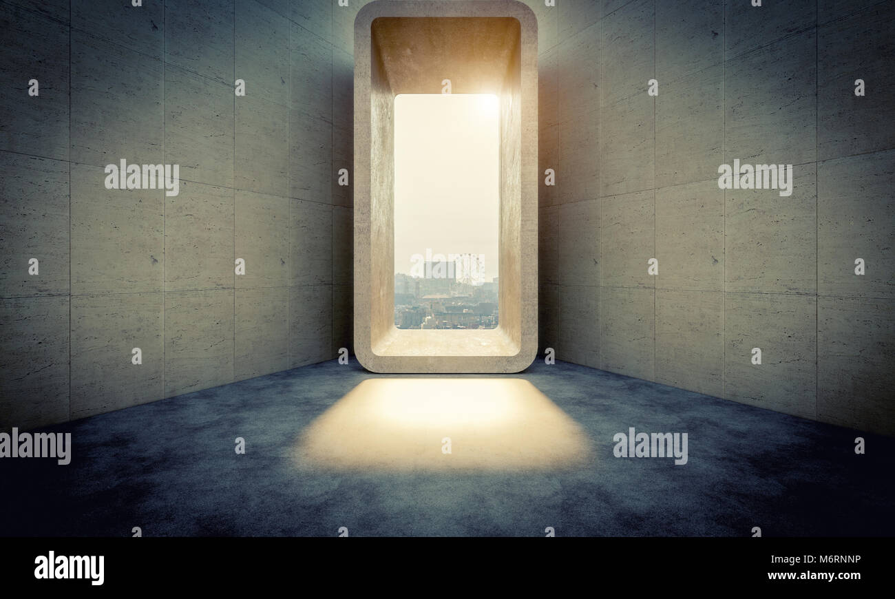 Résumé Contexte La ville de béton porte et l'image de rendu 3D Banque D'Images