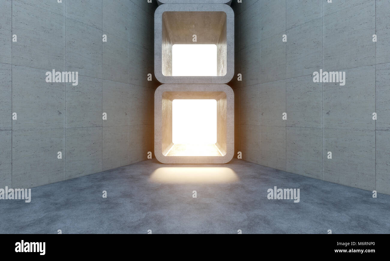 Structure en béton résumé personne autour de l'image de rendu 3D Banque D'Images