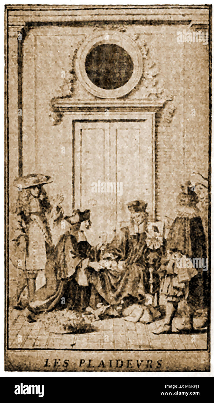 Frontispice de l'édition 1697 de la Comédie Française 'Les distrait" (Les parties) de Jean Racine Banque D'Images