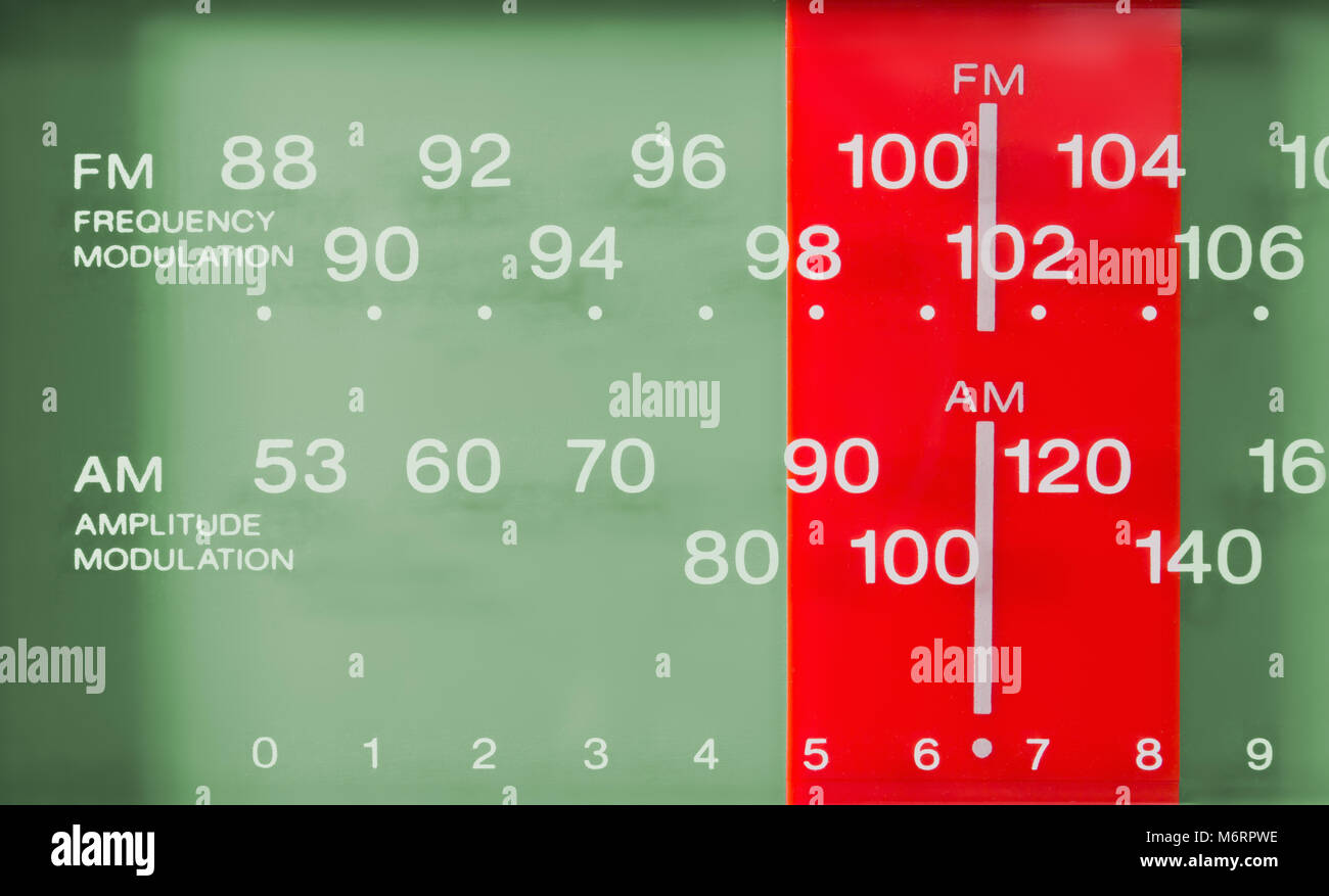 Gros plan sur l'affichage de la fréquence d'un tuner AM-FM radio Photo  Stock - Alamy