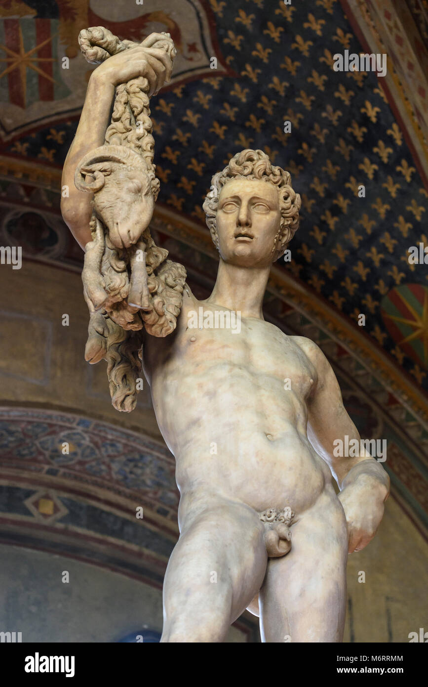 Florence. L'Italie. Sculpture de Jason (1589), de Pietro Francavilla (1548-1615), dans la Loggia, Museo Nazionale del Bargello. Banque D'Images