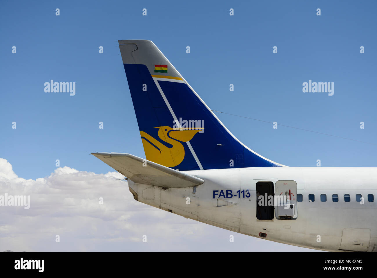 Queue de Boeing 737-200 / 737-2Q3 avec l'inscription FAB-113 de 737-2Q3 Transporte Aereo Militar de Bolivie Banque D'Images