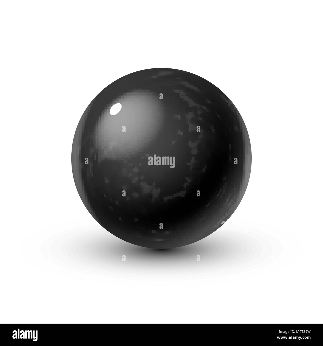 Sphère de verre réaliste avec ombres, reflet de ciel en surface de miroir d'encre noire pearl Illustration de Vecteur