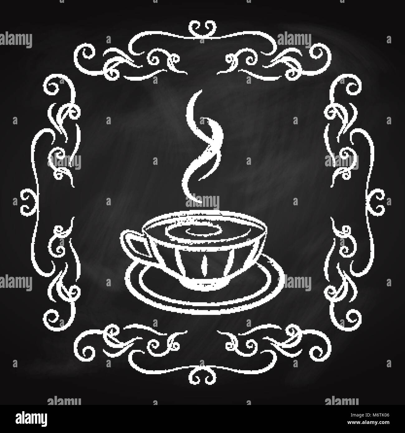L'icône du café, tracé à la craie sur un tableau noir Illustration de Vecteur