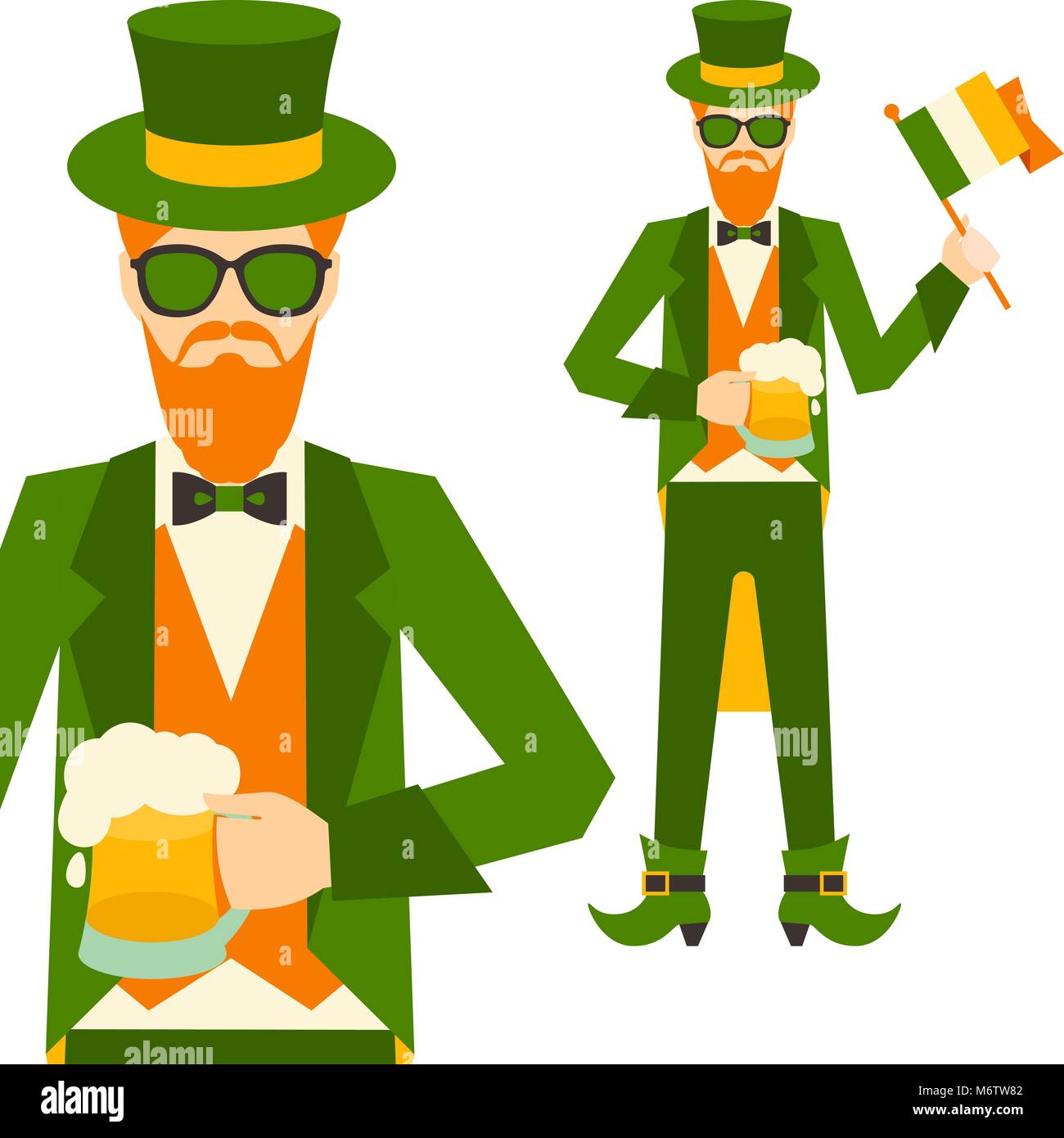 Saint Patrick's Day illustration avec leprechaun hipster Illustration de Vecteur