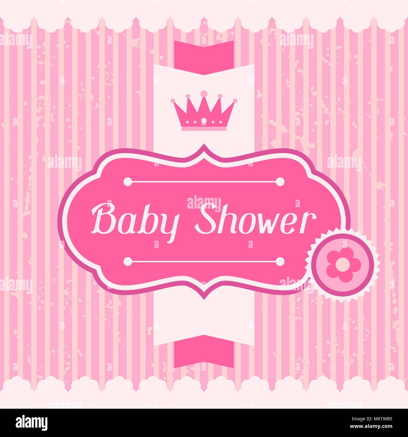 Carte D Invitation De Douche De Bebe Fille Image Vectorielle Stock Alamy