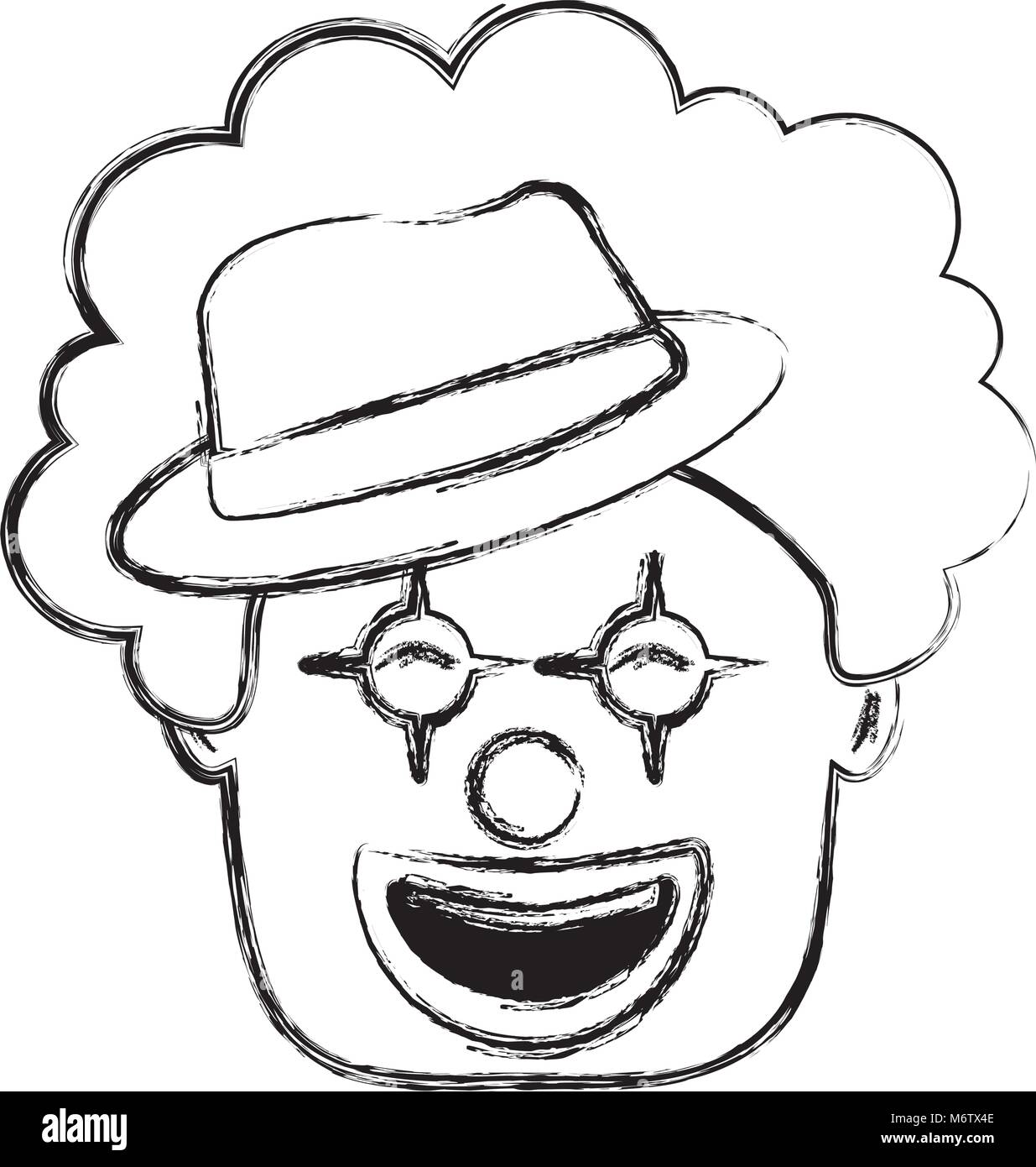 Smiling face clown avec chapeau et cheveux d'illustration vectorielle de  l'image sketch rigolo Image Vectorielle Stock - Alamy