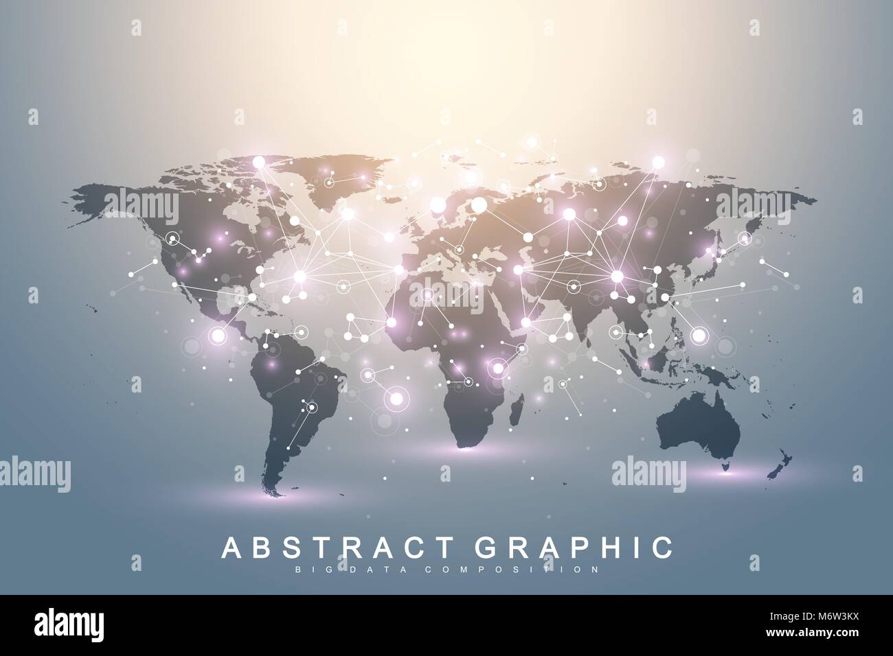 Fond graphique géométrique communication avec carte du monde. Grand complexe de données avec des composés. Toile de perspective. Tableau minimes. La visualisation de données numériques. Illustration vecteur cybernétique scientifique. Illustration de Vecteur