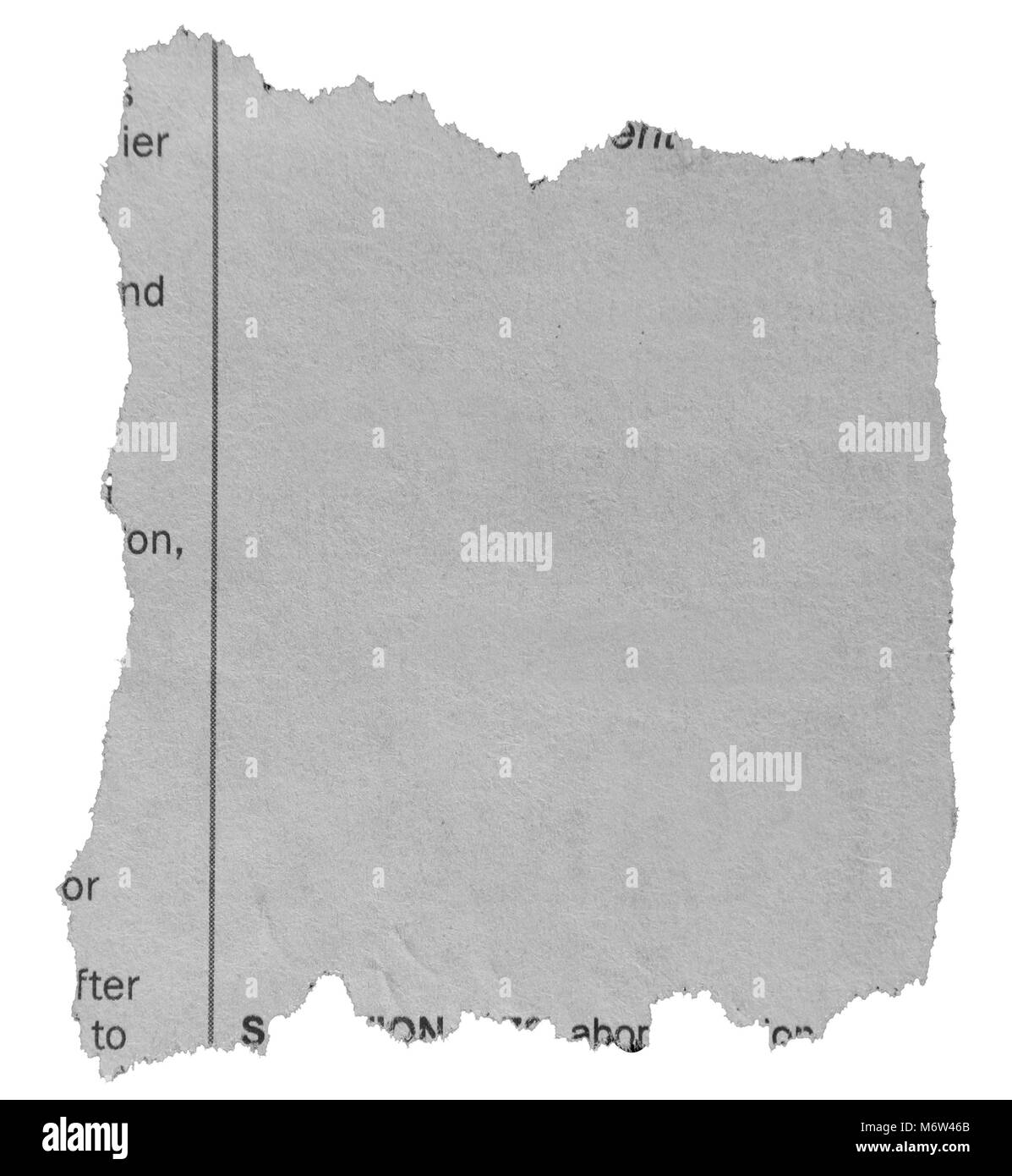 Morceau de papier déchiré sur fond uni Banque D'Images