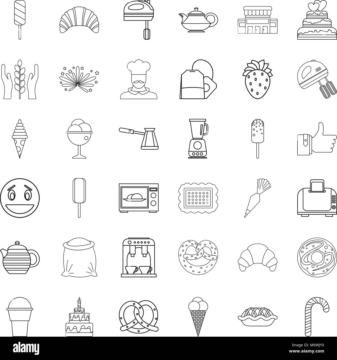Caraméliser icons set style du contour, Illustration de Vecteur