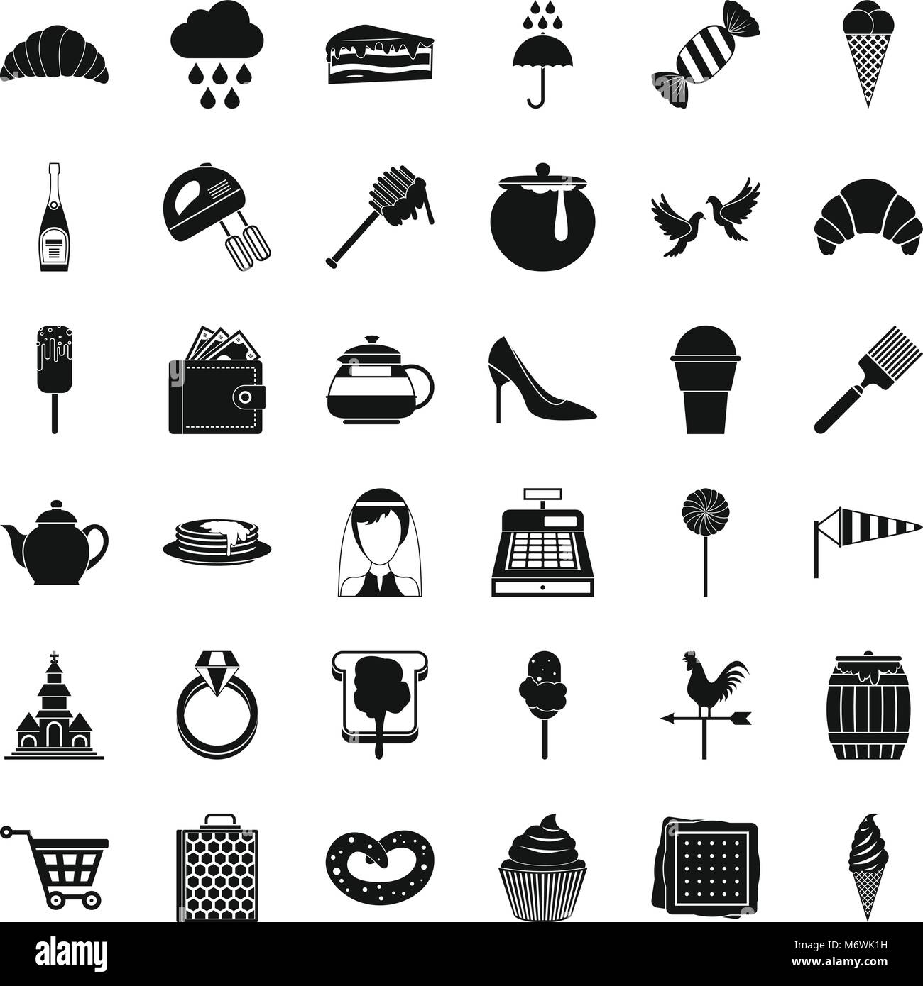 L'usine de confiserie, le style simple icons set Illustration de Vecteur