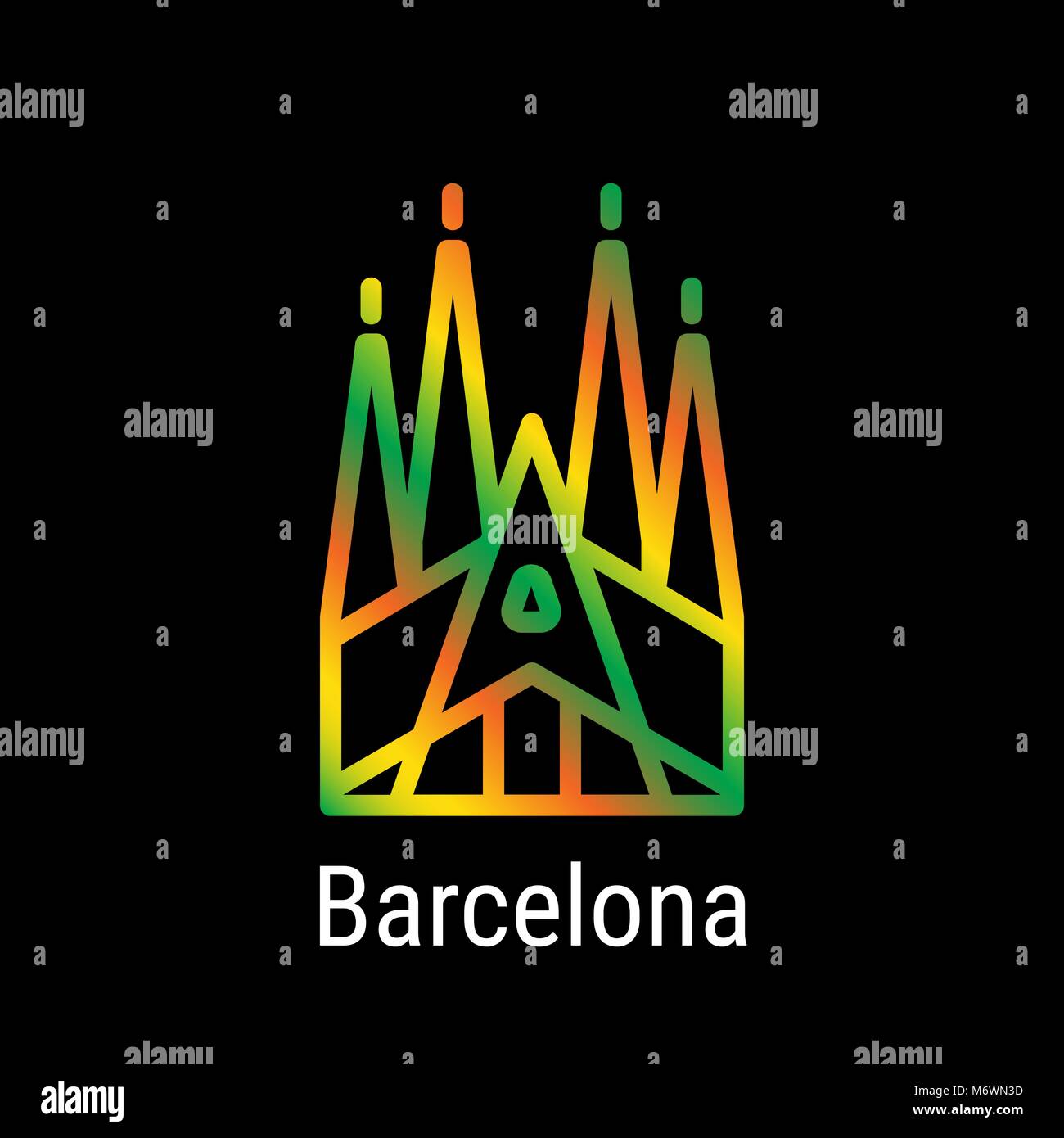 Barcelone, Espagne l'icône de la ligne du vecteur Illustration de Vecteur