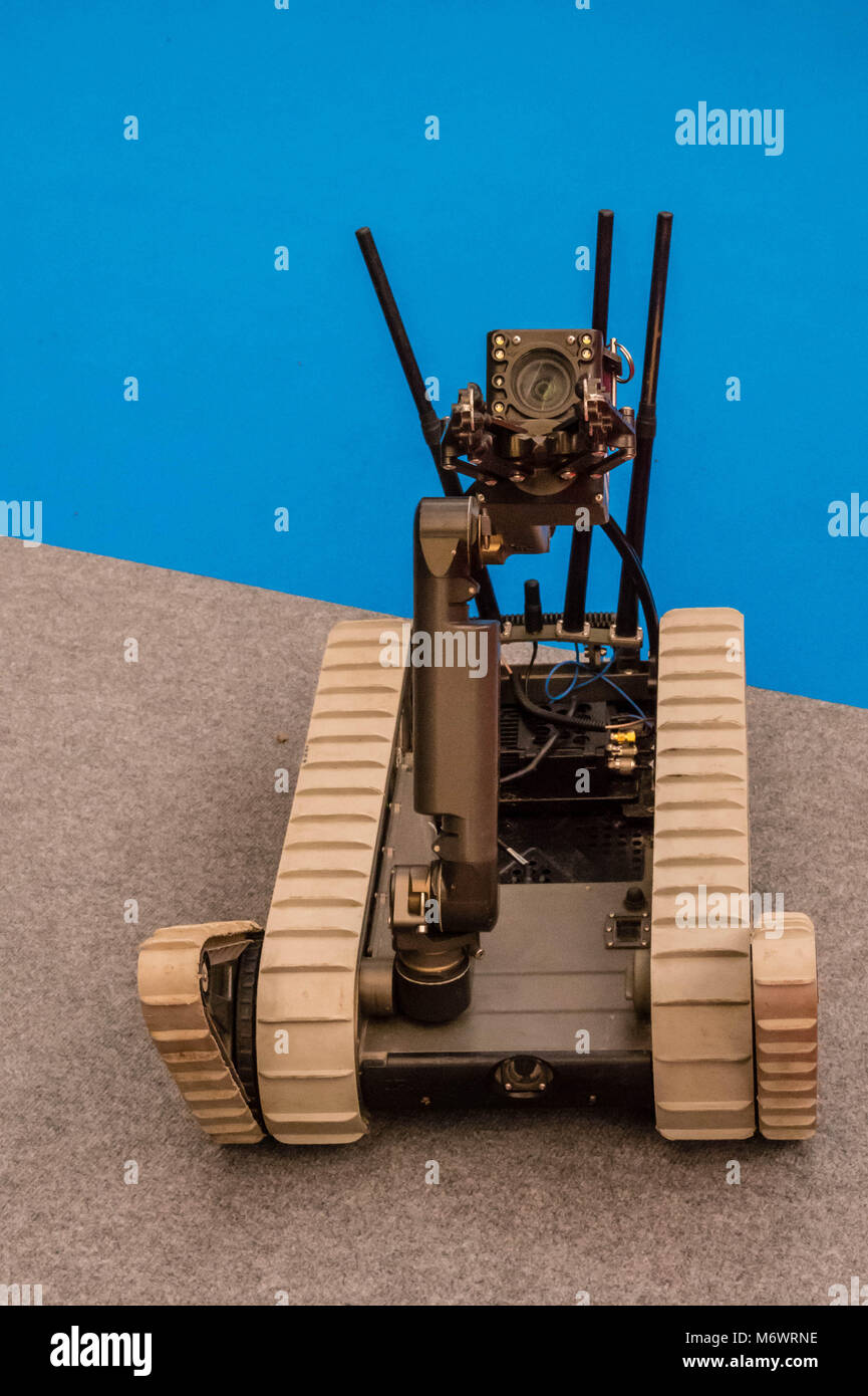 Londres, Royaume-Uni. 6 mars 2018, de la sécurité et de lutter contre le terrorisme Expo, un robot pour désamorcer des explosifs de crédit : Ian Davidson/Alamy Live News Banque D'Images