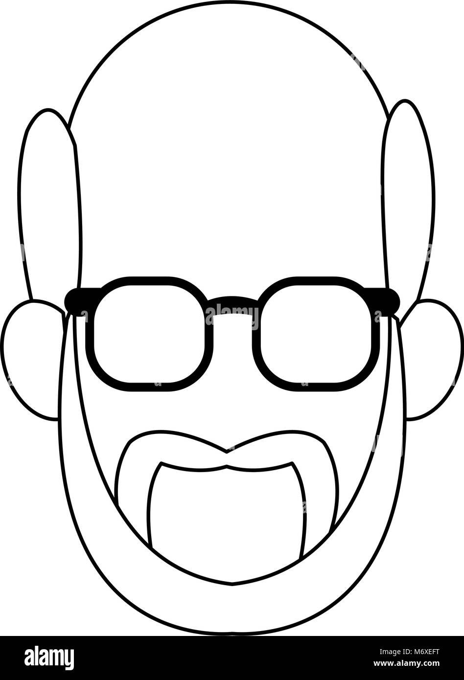 Vieil Homme à lunettes sans visage Illustration de Vecteur