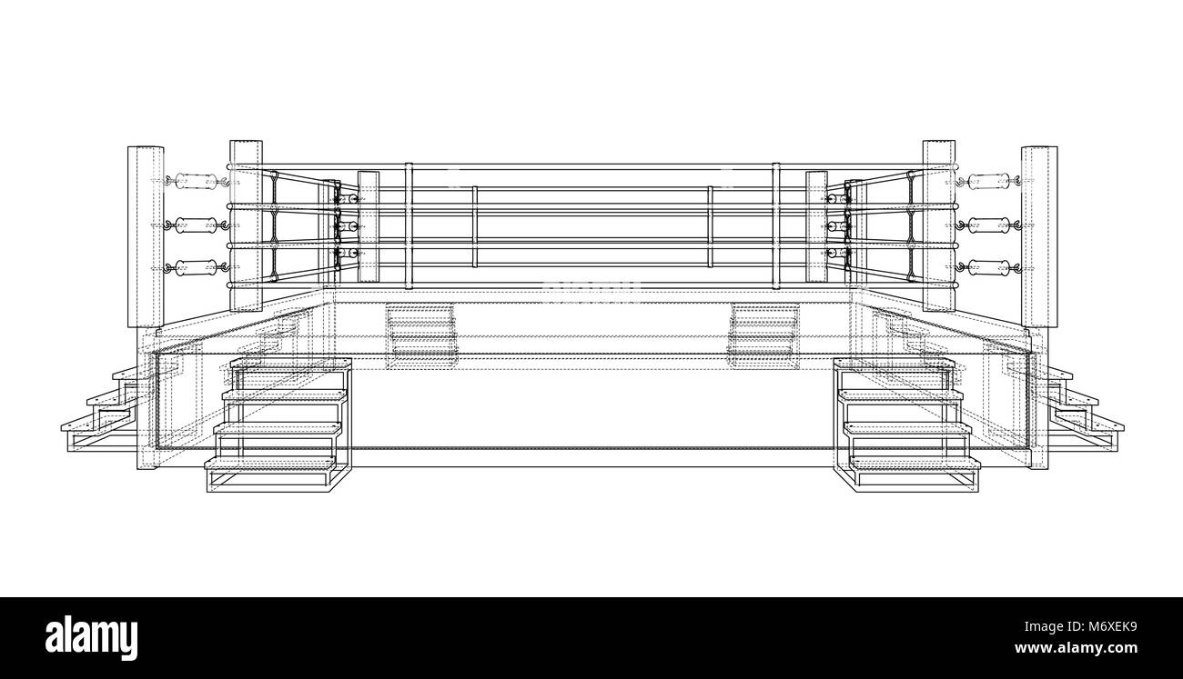 Ring de boxe isolé sur fond blanc Illustration de Vecteur