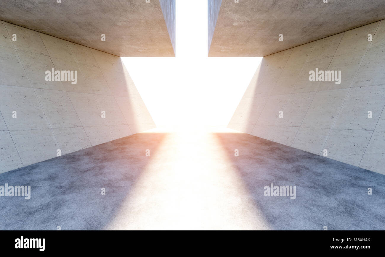 L'intérieur moderne en béton résumé l'image de rendu 3D Banque D'Images