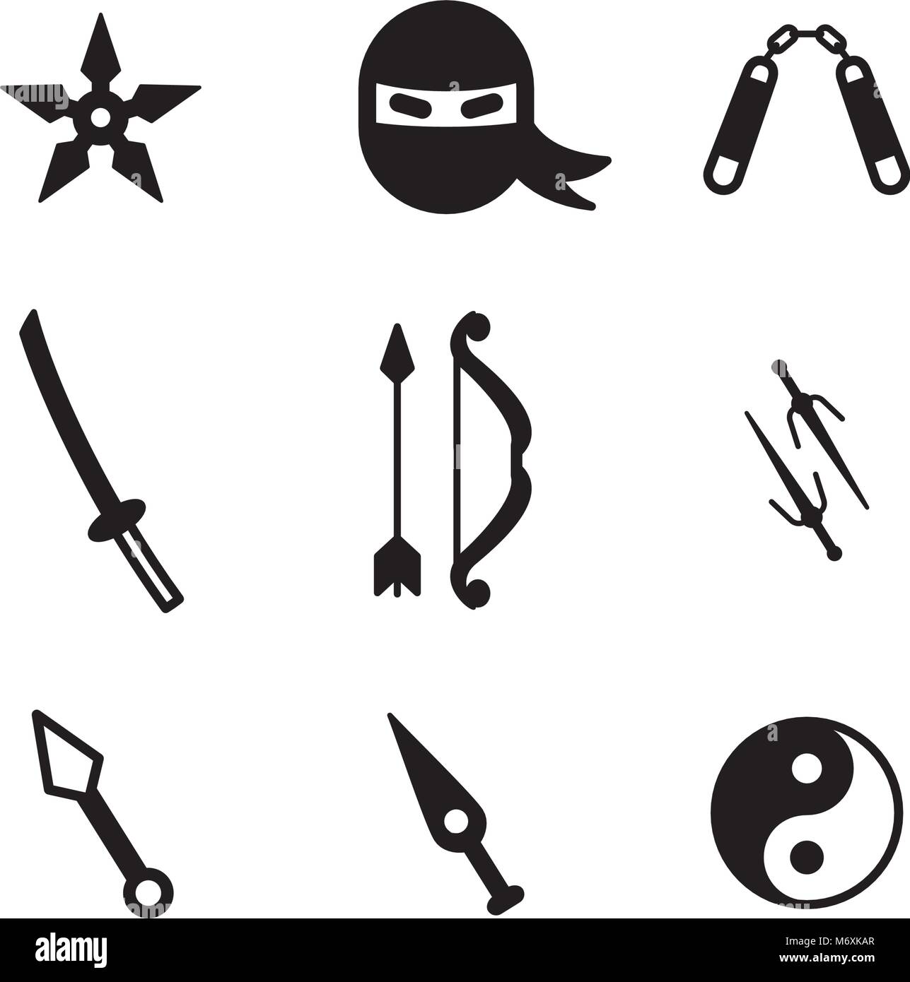 Icônes de Ninja Illustration de Vecteur