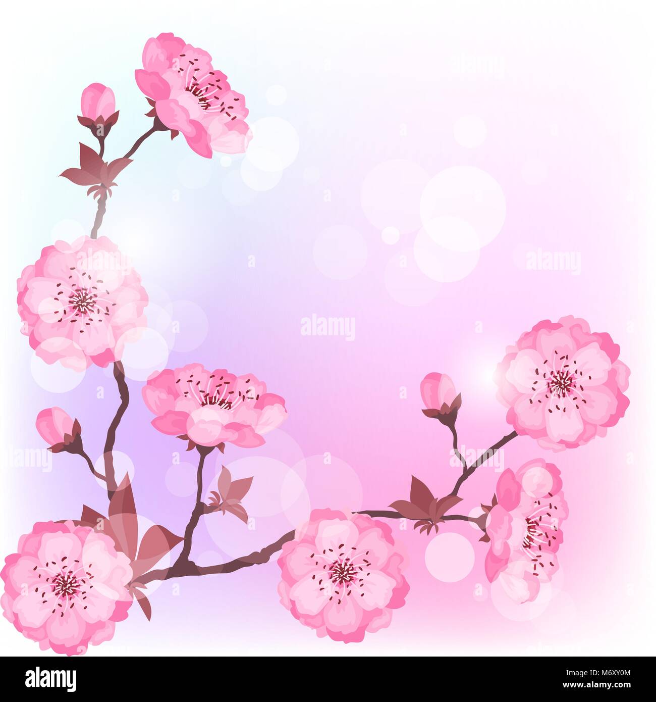 Fleurs de cerisier printemps natural background Illustration de Vecteur