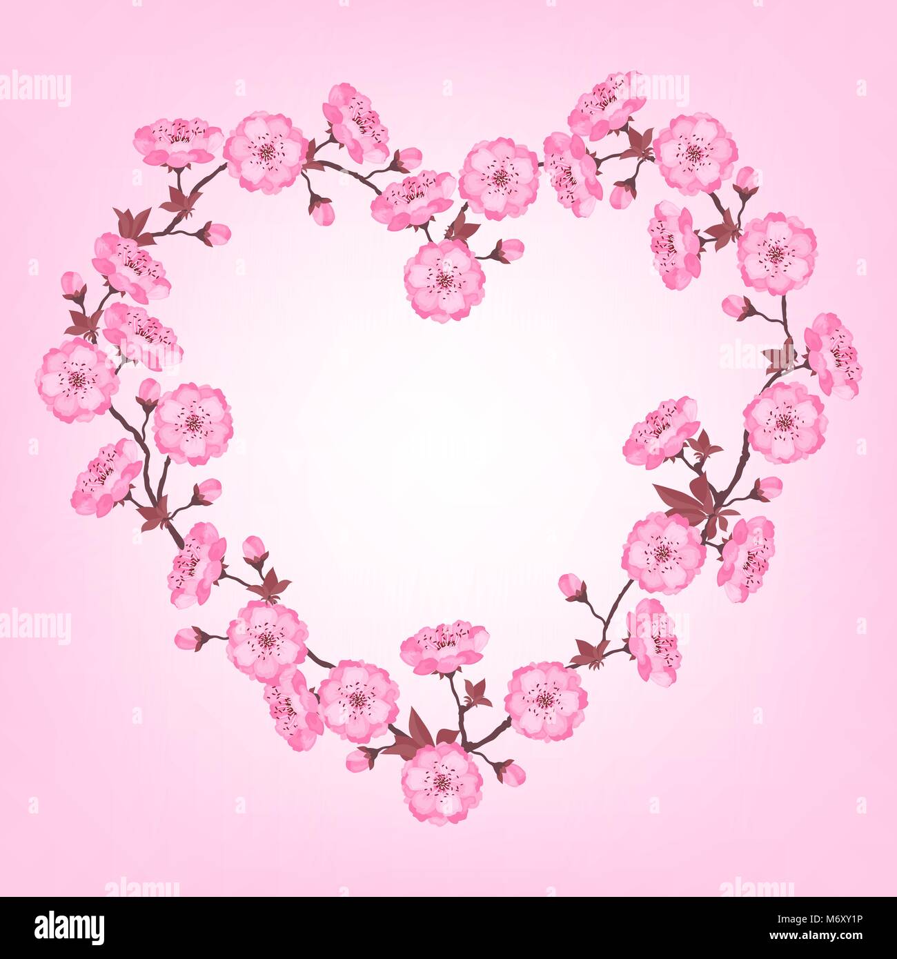 Sakura printemps fleurs Valentines Day background Illustration de Vecteur
