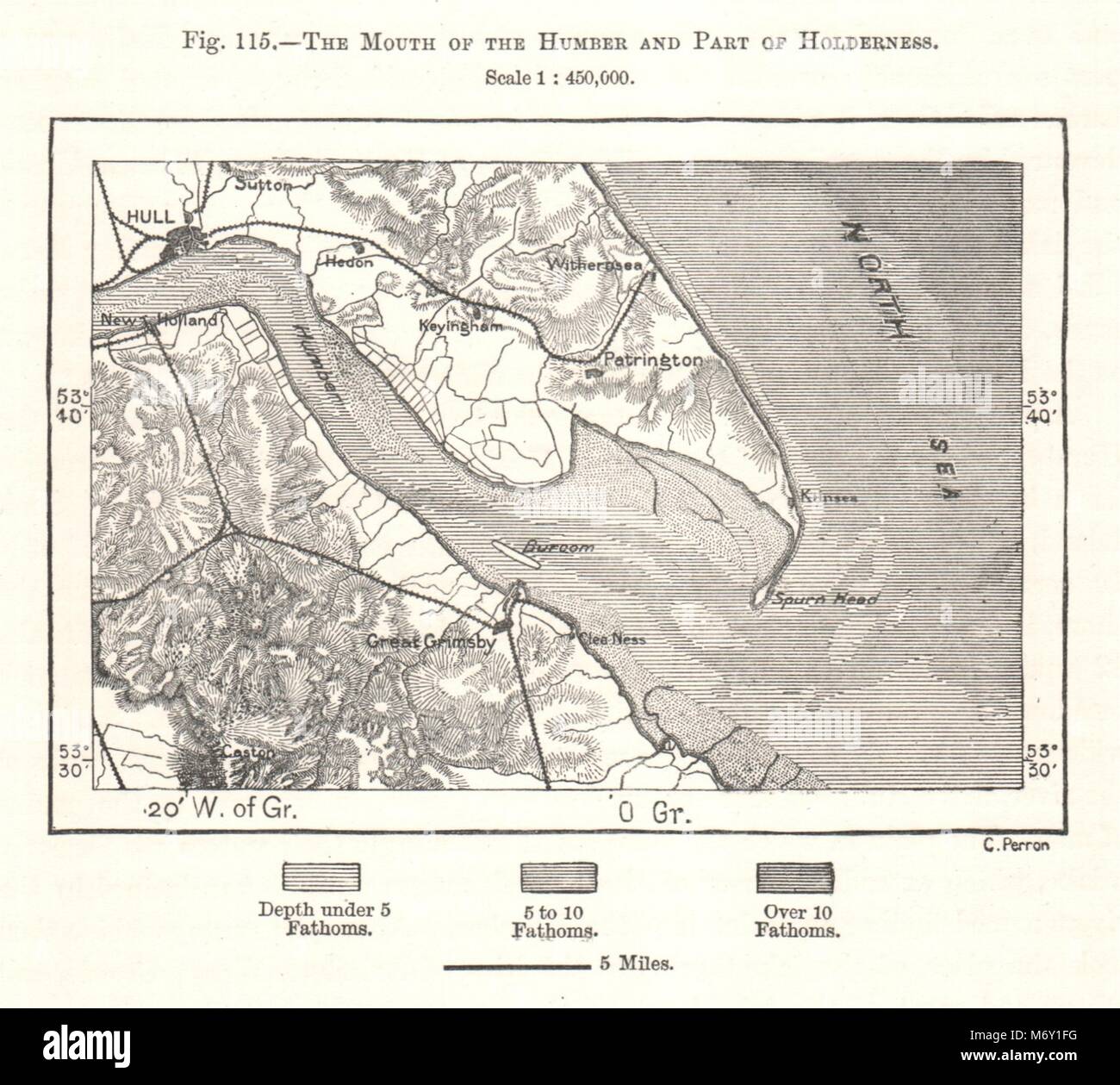 L'estuaire Humber & Holderness. Hull Grimsby. Le Lincolnshire. Croquis 1885 Banque D'Images