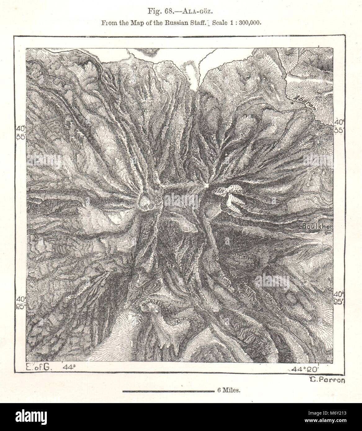 Aragats à partir de la carte de la Fédération de personnel. L'Arménie. Croquis 1885 ancien Banque D'Images Aragats à partir de la carte de la Fédération de personnel. L'Arménie. Croquis 1885 ancien Banque D'Images
