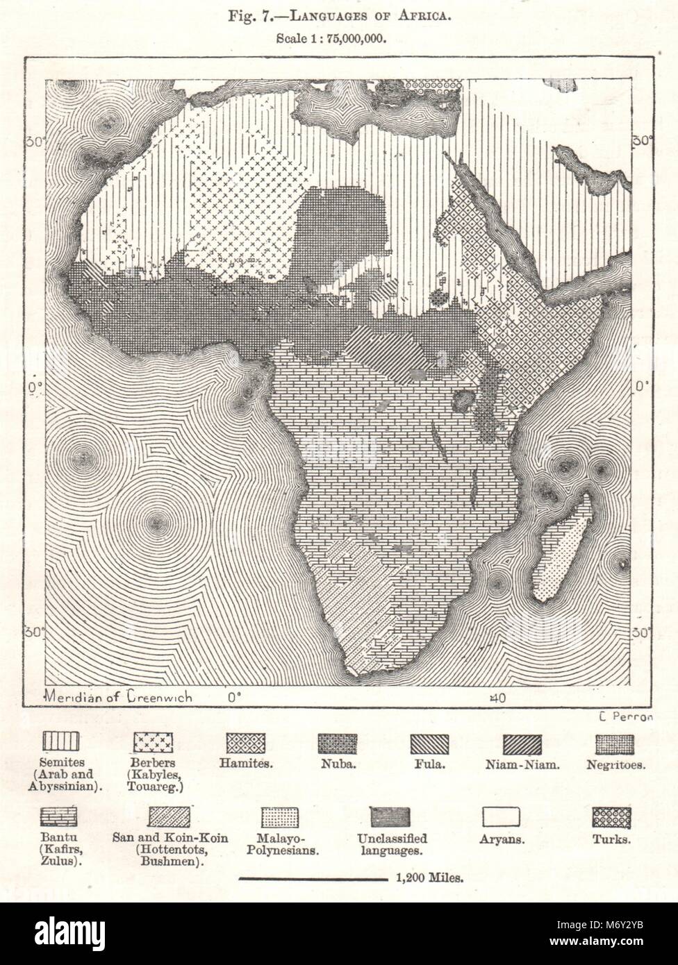 Langues officielles de l'Afrique. Croquis 1885 ancienne carte plan vintage Banque D'Images
