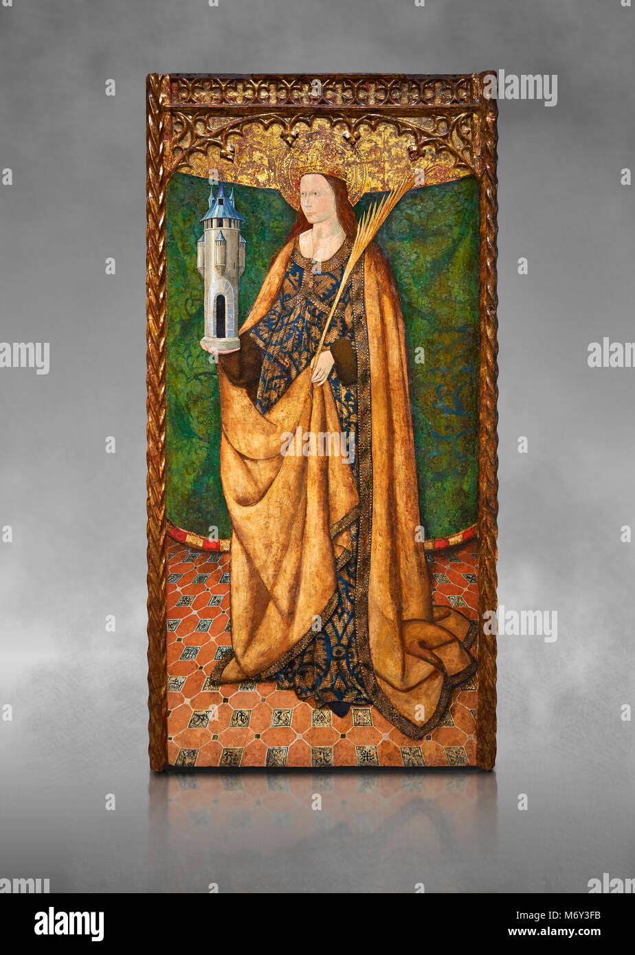 Aaltarpiece gothique de Saint Barbara, 3e quart du 15e siècle, tempera et feuille d'or sur de bois. Musée national d'Art Catalan, Barcelone, S Banque D'Images