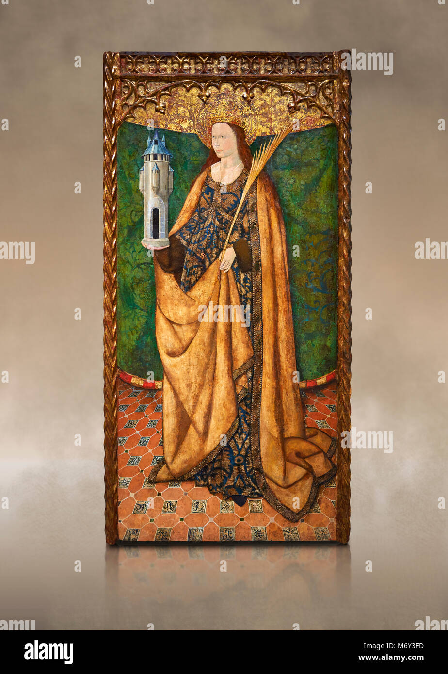 Aaltarpiece gothique de Saint Barbara, 3e quart du 15e siècle, tempera et feuille d'or sur de bois. Musée national d'Art Catalan, Barcelone, S Banque D'Images