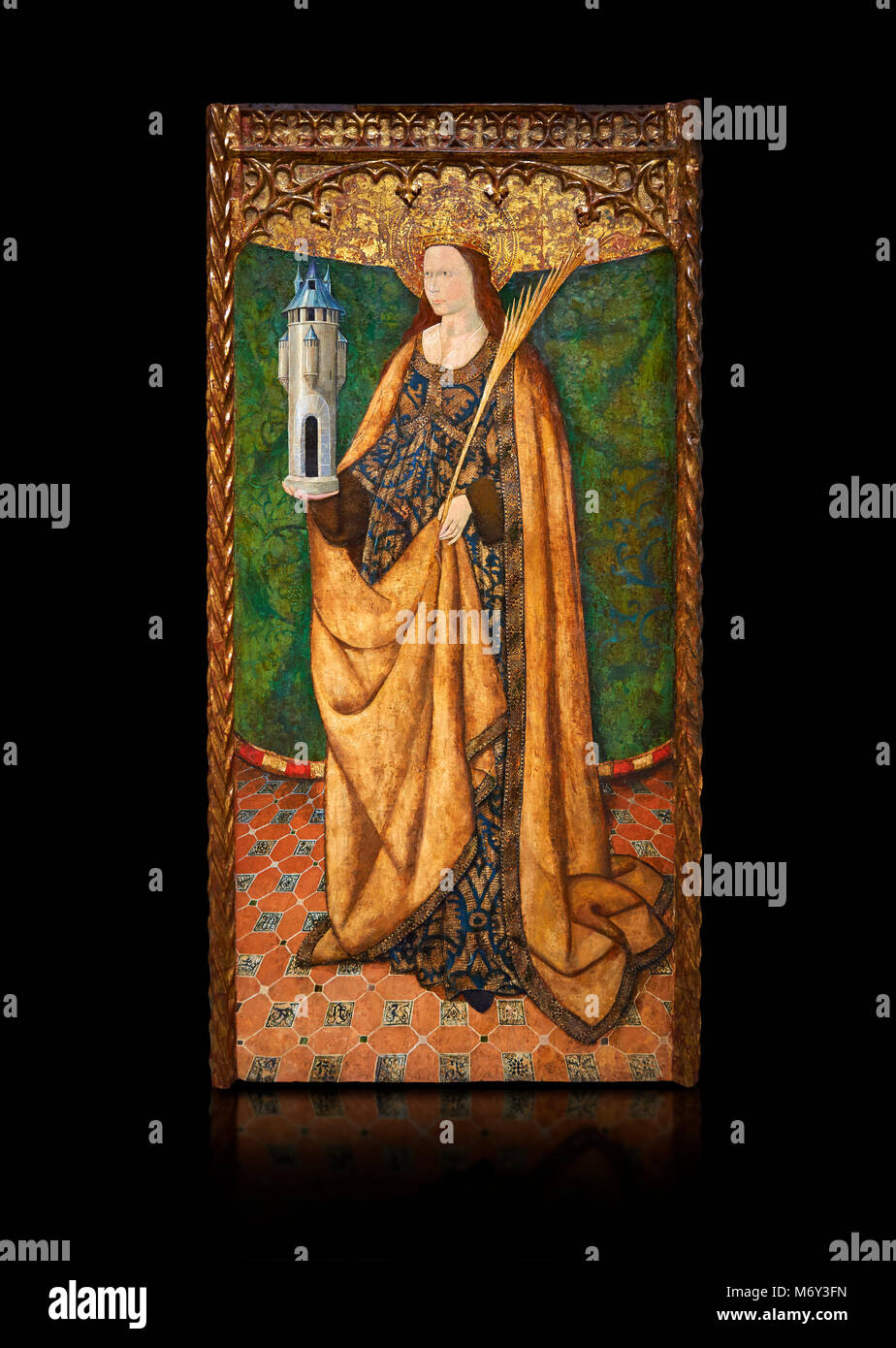 Aaltarpiece gothique de Saint Barbara, 3e quart du 15e siècle, tempera et feuille d'or sur de bois. Musée national d'Art Catalan, Barcelone, S Banque D'Images