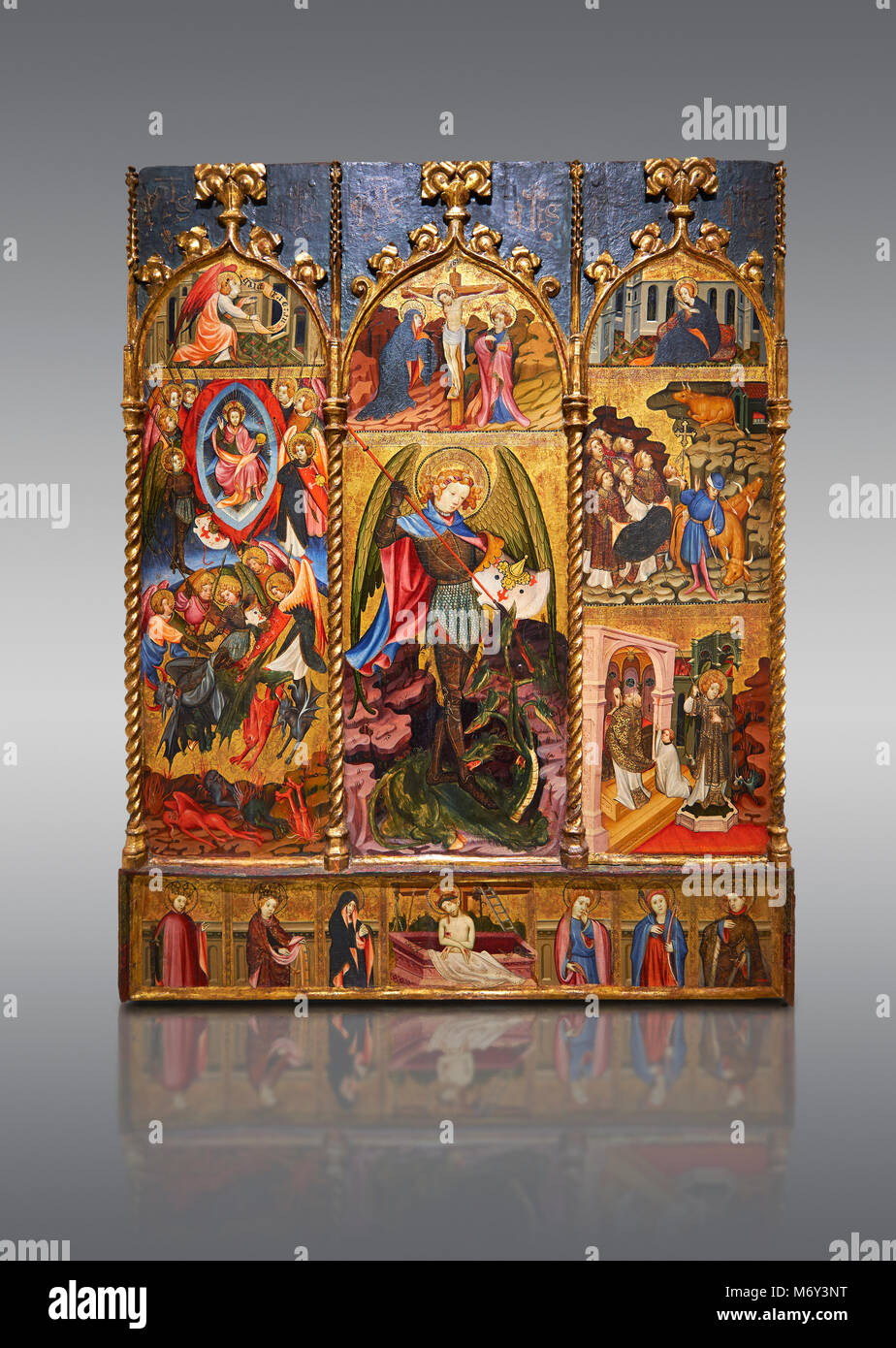 Retable gothique tableau de l'Archange Gabriel par Joan Mates de Vlafranca de Penedes, vers 1410-1430, tempera et feuille d'or sur de bois de la Banque D'Images