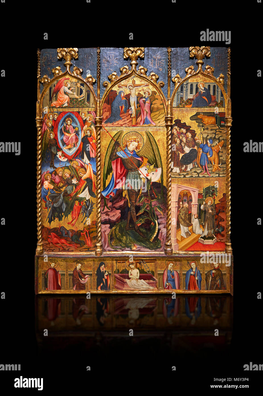 Retable gothique tableau de l'Archange Gabriel par Joan Mates de Vlafranca de Penedes, vers 1410-1430, tempera et feuille d'or sur de bois de la Banque D'Images