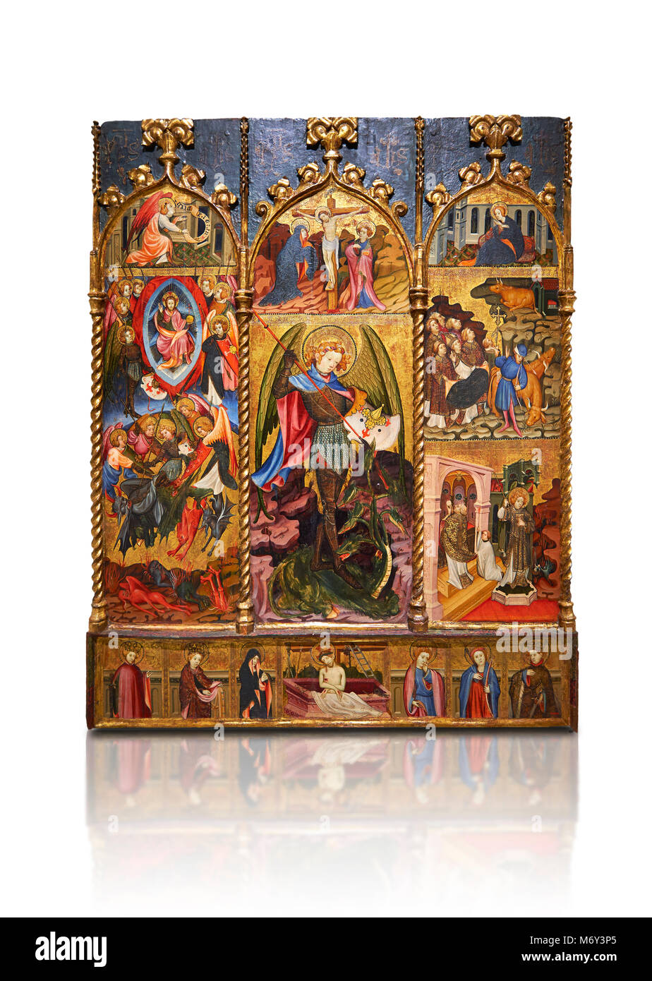 Retable gothique tableau de l'Archange Gabriel par Joan Mates de Vlafranca de Penedes, vers 1410-1430, tempera et feuille d'or sur de bois de la Banque D'Images
