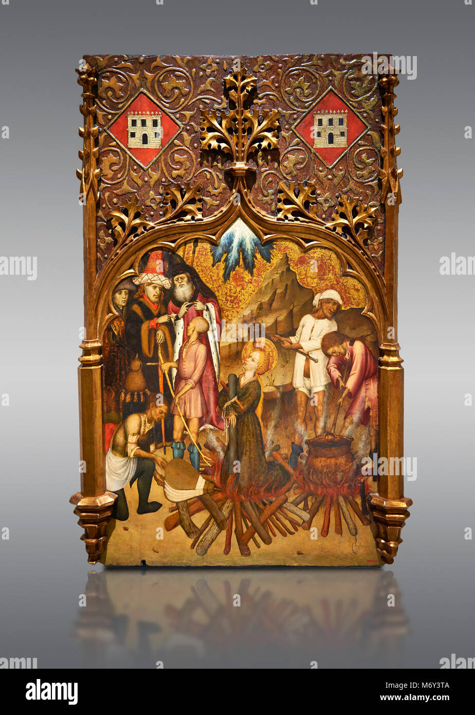 Retable gothique tableau de l'Archange Gabriel par Joan Mates de Vlafranca de Penedes, vers 1410-1430, tempera et feuille d'or sur de bois de la Banque D'Images