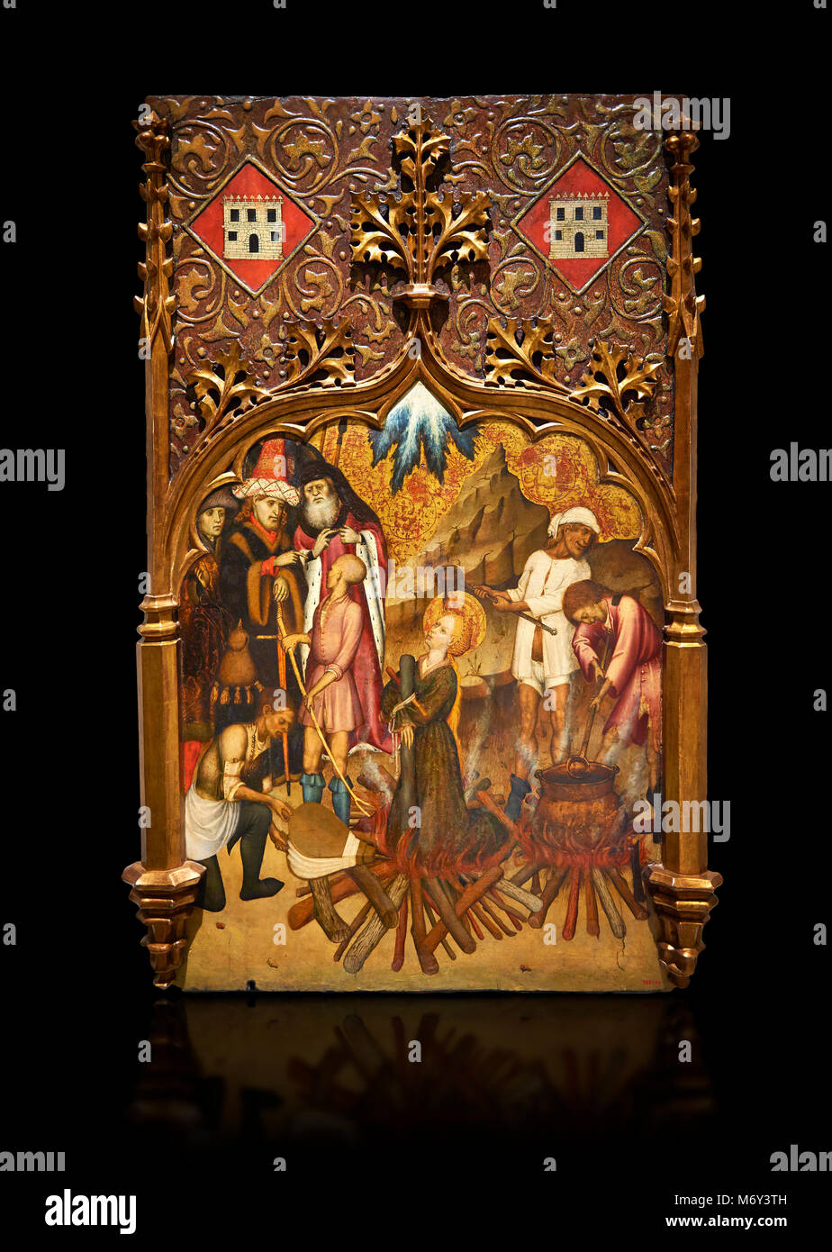 Retable gothique tableau de l'Archange Gabriel par Joan Mates de Vlafranca de Penedes, vers 1410-1430, tempera et feuille d'or sur de bois de la Banque D'Images