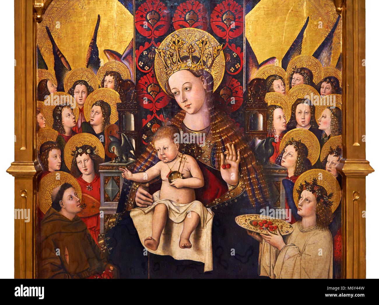 Vierge Marie, Mère de Dieu, la Vierge ; Mare de Deu ; retable gothique de la Vierge à l'enfant par Joan Reixach de Barcelone, vers 1450, tempera et or Banque D'Images