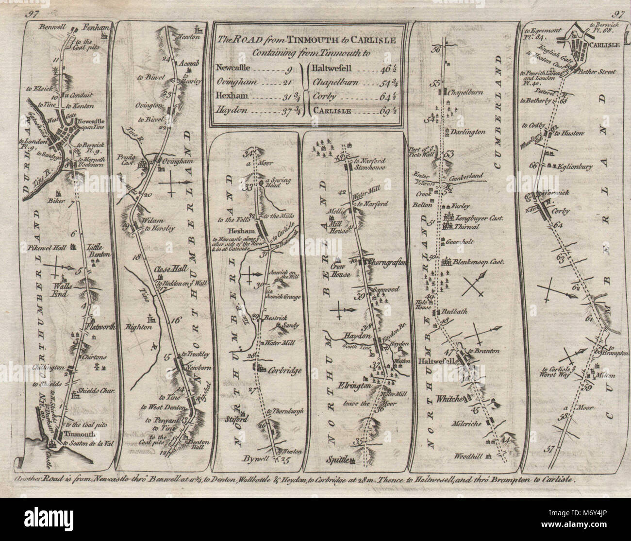 Tynemouth Newcastle-upon-Tyne Hexham Hexham Carlisle KITCHIN route 1767 Banque D'Images