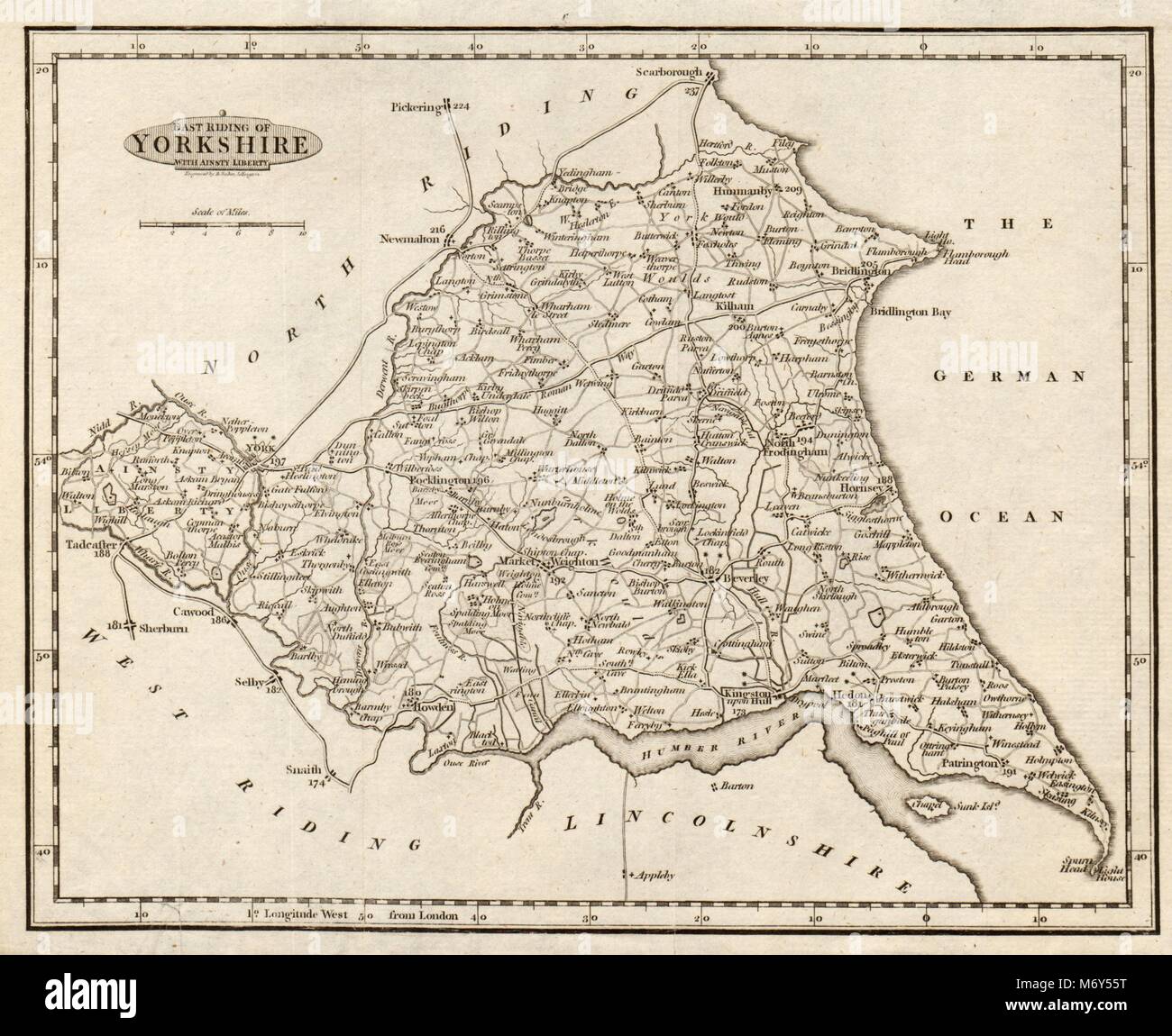 East Riding of Yorkshire avec Ainsty Liberté par Benjamin Baker c1810 carte ancienne Banque D'Images