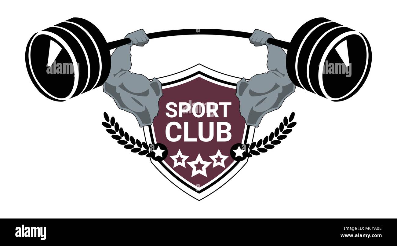 Sport Club de remise en forme moderne du logo ou emblème Centre Fitness Modèle Silhouette isolé sur fond blanc Illustration de Vecteur