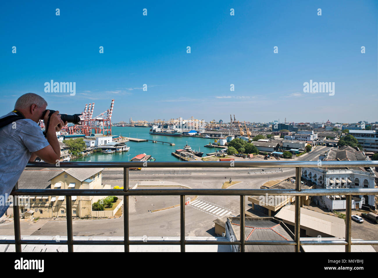 Vue panoramique horizontal à travers le port de Colombo, Sri Lanka. Banque D'Images