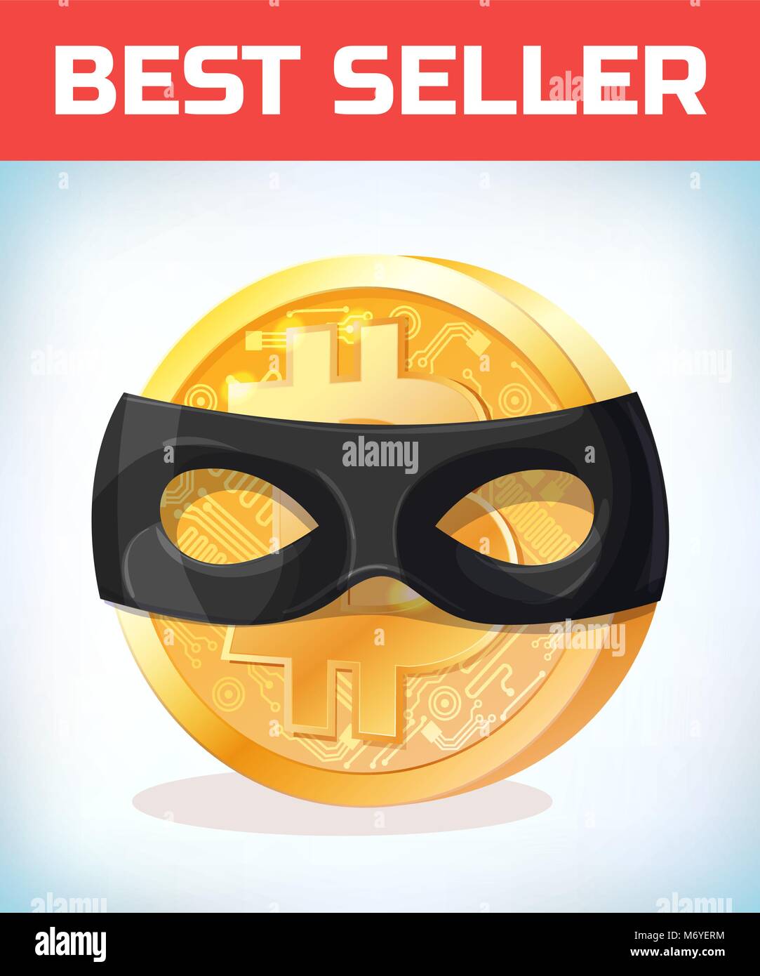 Masque de Zorro en Bitcoin. Bitcoin. La monnaie numérique. Devise Crypto. Symbole de l'argent et les finances. Miner peu coin criptocurrency. Concept de l'argent virtuel. Illustration de Vecteur