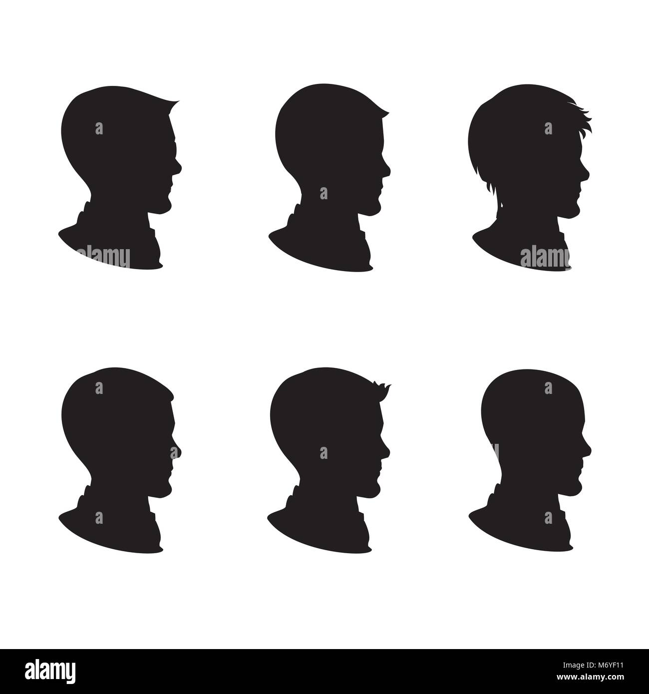 Silhouette masculine de profil, isolé sur fond blanc ,cartoon vector illustration Illustration de Vecteur