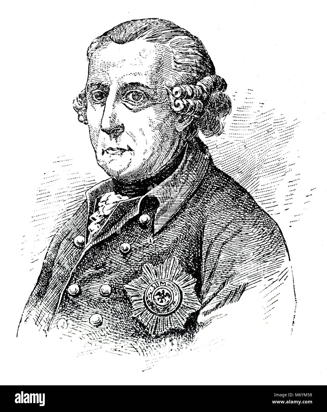 Frédéric-guillaume II de Prusse (1744-1797). Portrait. Gravure, 19ème siècle. Banque D'Images