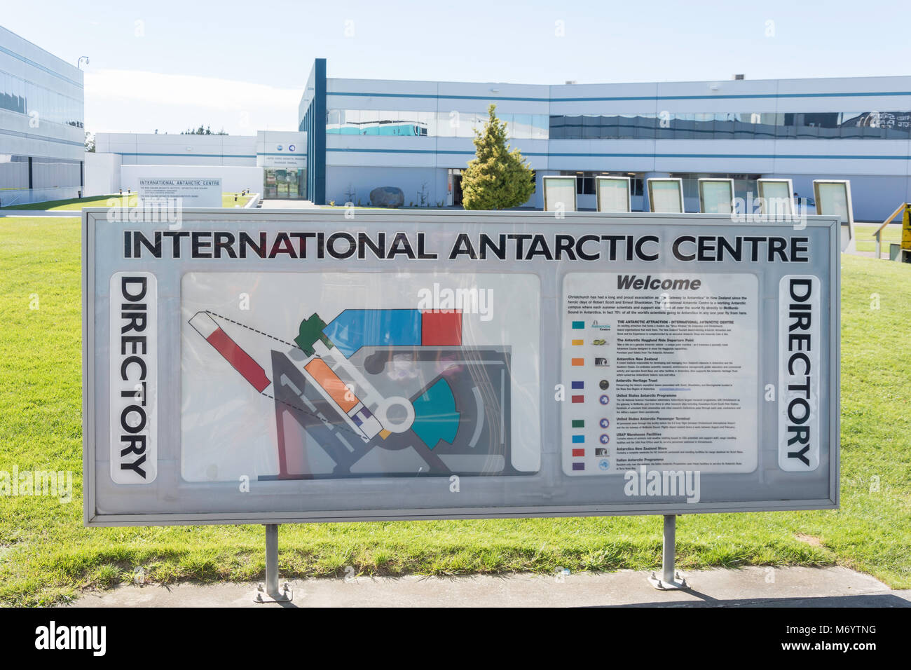 Annuaire s'abonner au Centre International de l'Antarctique, Orchard Road, Harewood, Christchurch, Canterbury, Nouvelle-Zélande Banque D'Images