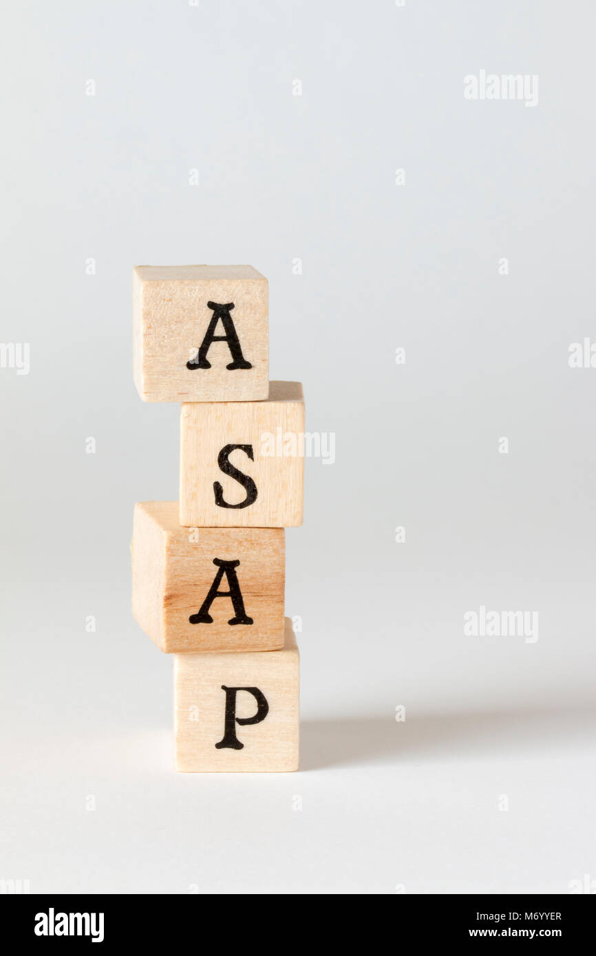 ASAP Parole faite avec des blocs de construction,dès que possible Banque D'Images