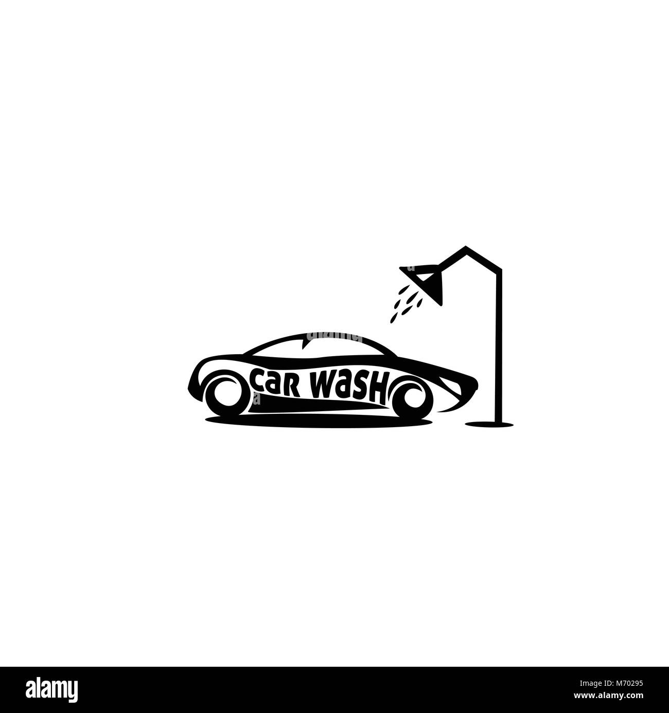 Logo de lavage de voiture minimale sous douche vector illustration Illustration de Vecteur