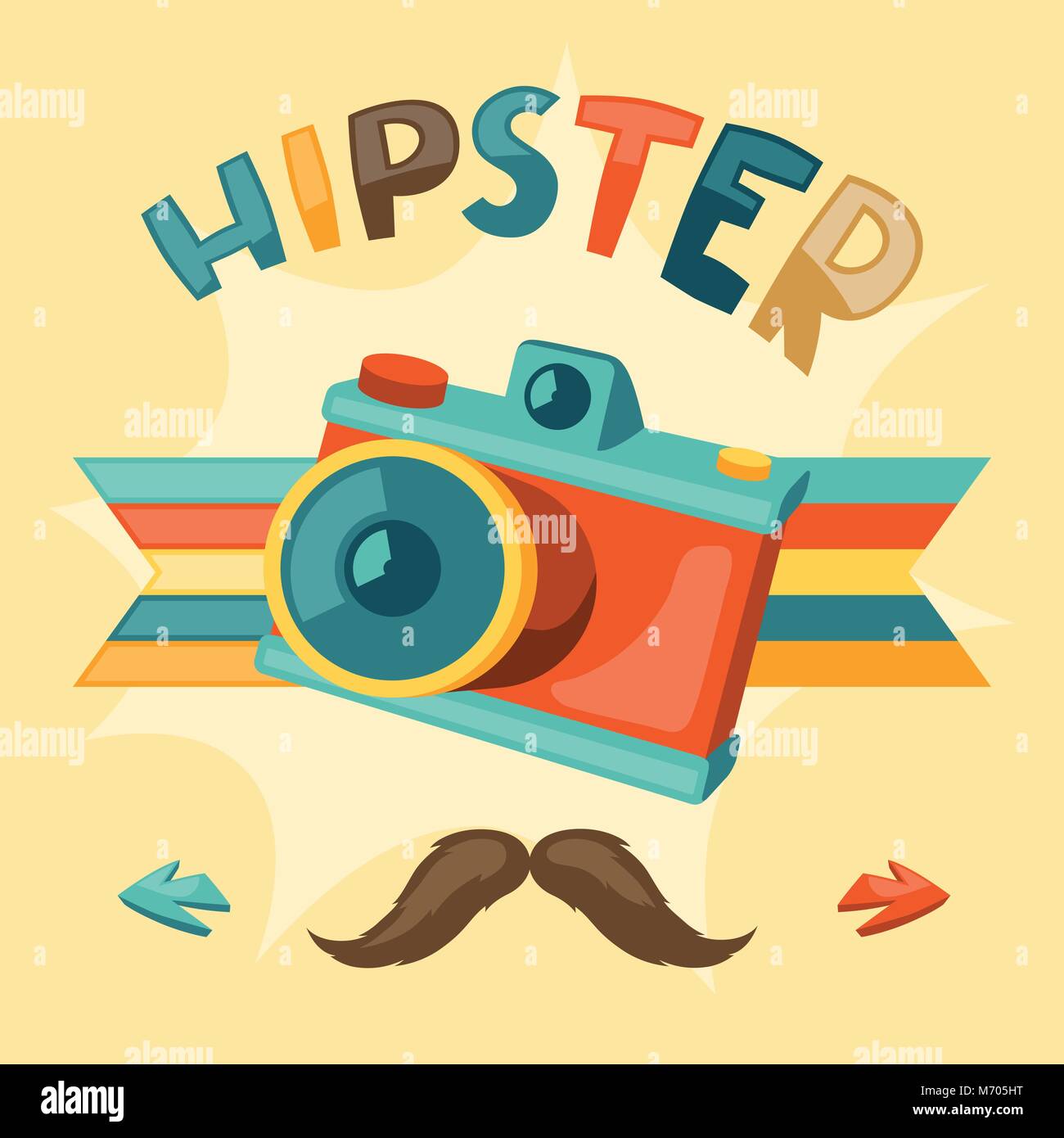 Design avec caméra photo dans le style hipster Illustration de Vecteur