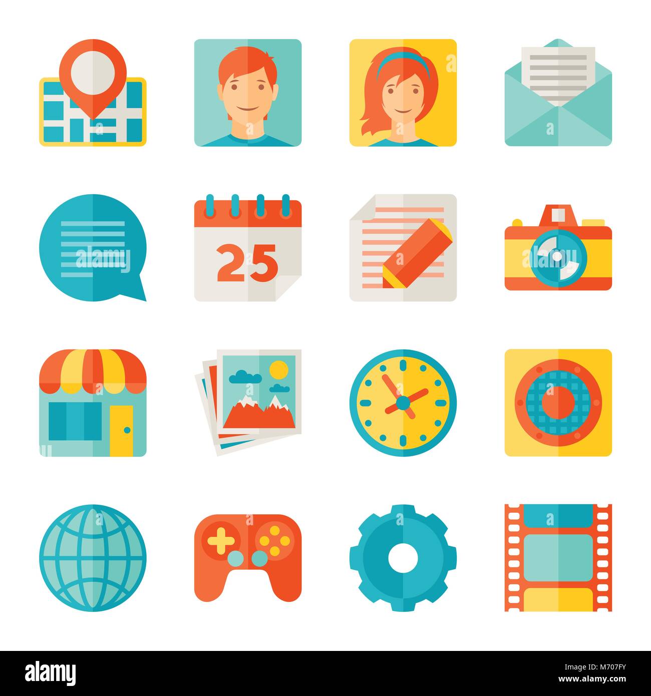 Icônes des applications web et mobiles de télévision style design Illustration de Vecteur