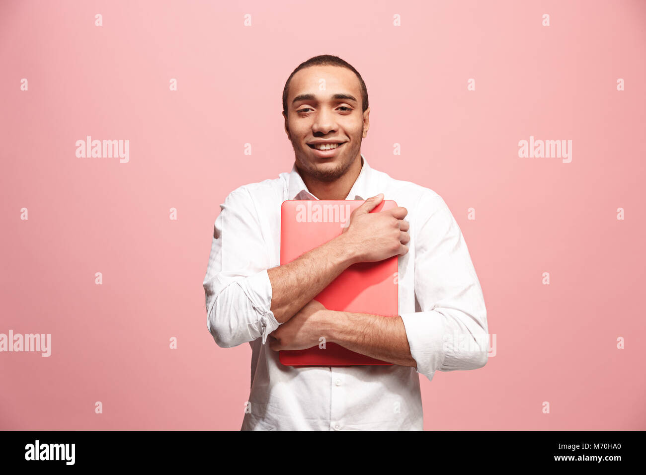 Businessman hugging coffre Banque D'Images