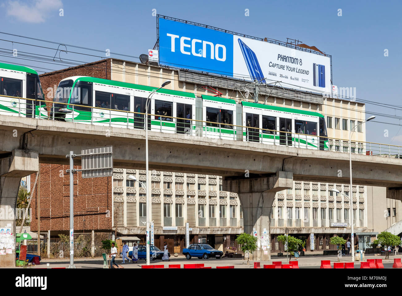 Addis Ababa Light Rail, Meskel Square, Addis-Abeba, Ethiopie Banque D'Images