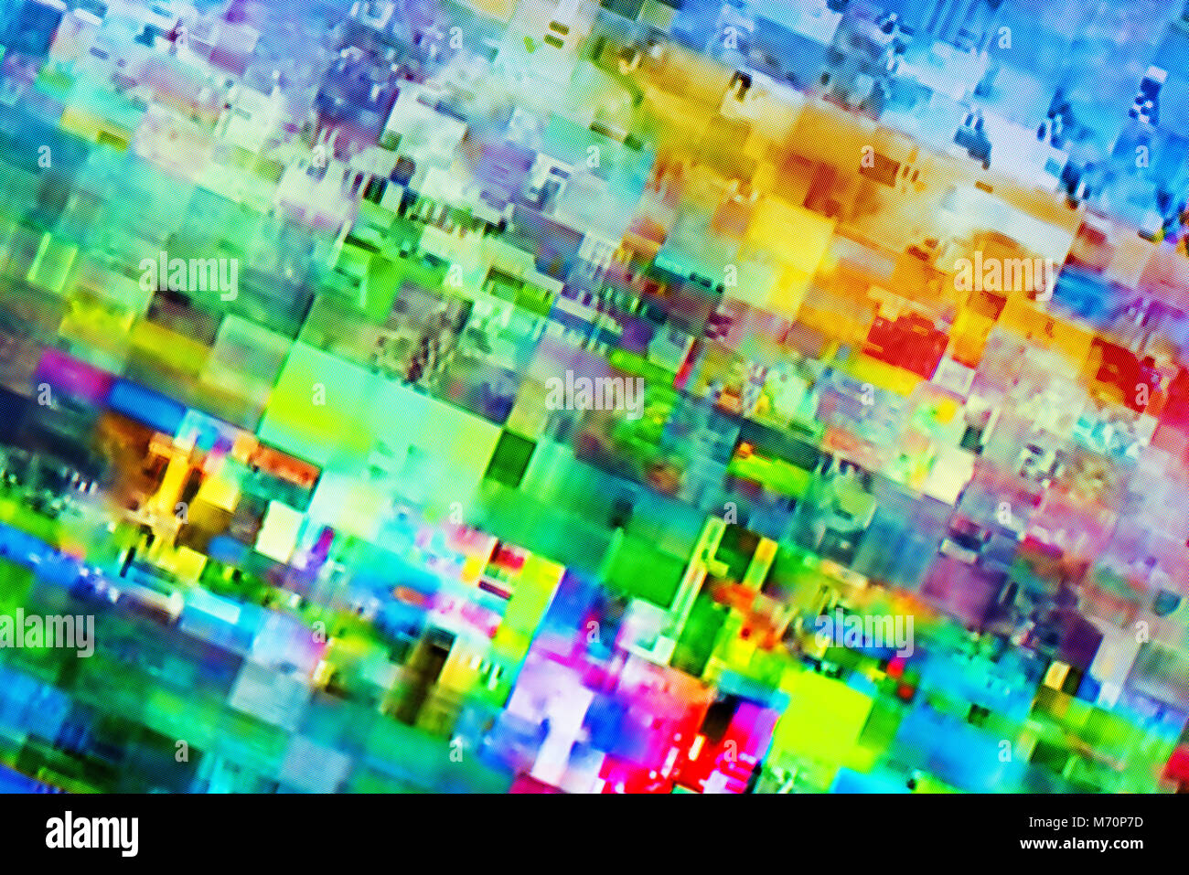 TV numérique avec écran de télévision sur glitch égaré des places, des effets statiques et le gel des problèmes lors de l'échec de diffusion Banque D'Images